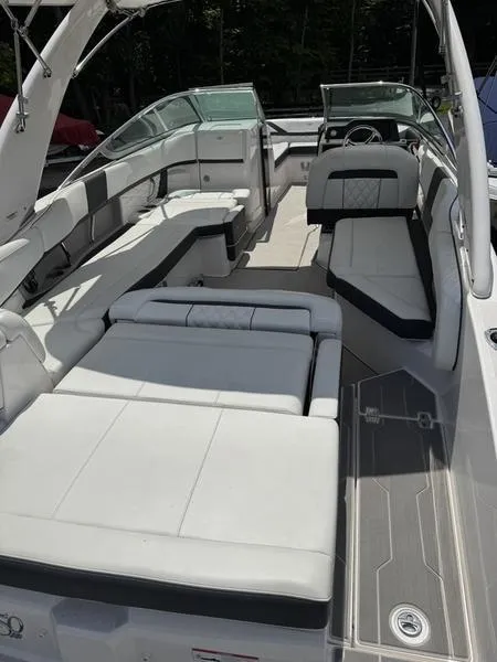 Slide: The Image of 2020 Regal 26 OBX boat interior with spacious seating and modern design. - 10