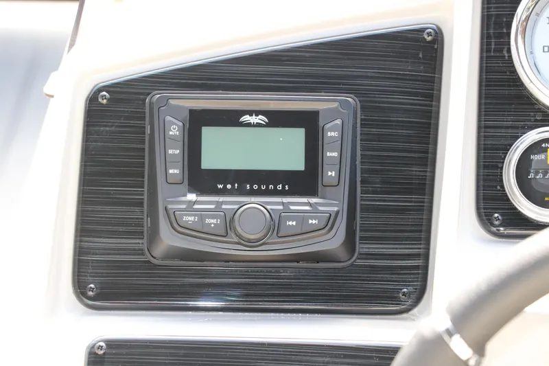 Slide: The Image of Wet Sounds audio system on 2026 Sylvan Mirage Cruise 8520 CLZ DH dashboard. - 23