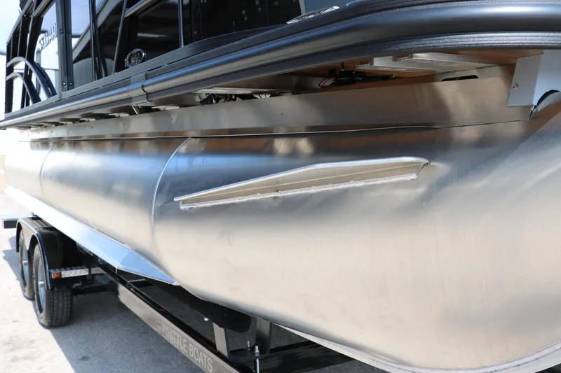 Slide: The Image of 2026 Sylvan Mirage Cruise 8520 CLZ DH pontoon boat, side view, on trailer. - 6