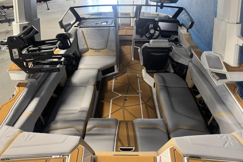 Slide: The Image of 2026 Nautique Super Air Nautique G23 Paragon interior with luxurious seating and modern design. - 5