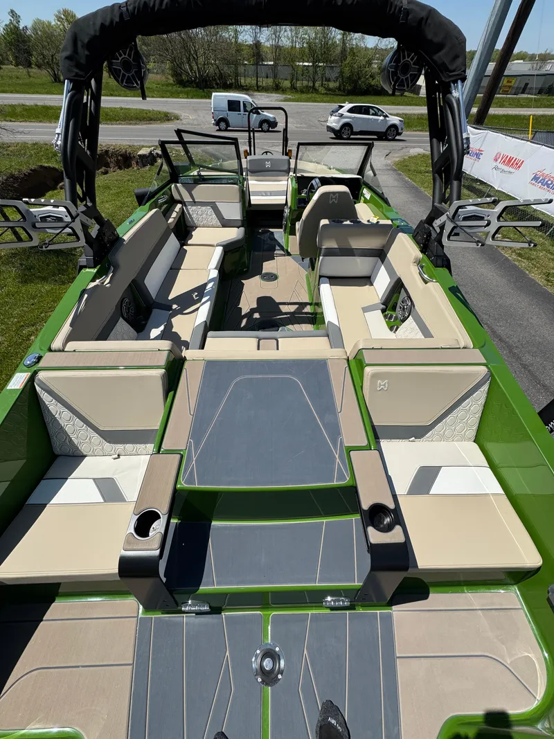 Slide: The Image of 2025 Heyday H22 boat interior with spacious seating and modern design. - 2
