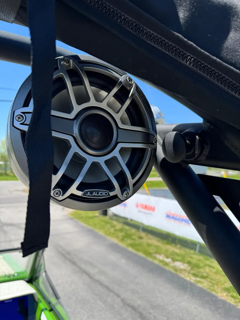 Slide: The Image of Close-up of JL Audio speaker on 2025 Heyday H22 boat. - 5