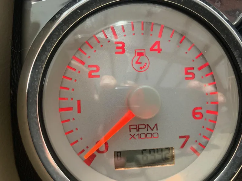 Slide: The Image of Close-up of a Bennington 2250RCW 2010 tachometer showing RPM gauge. - 19