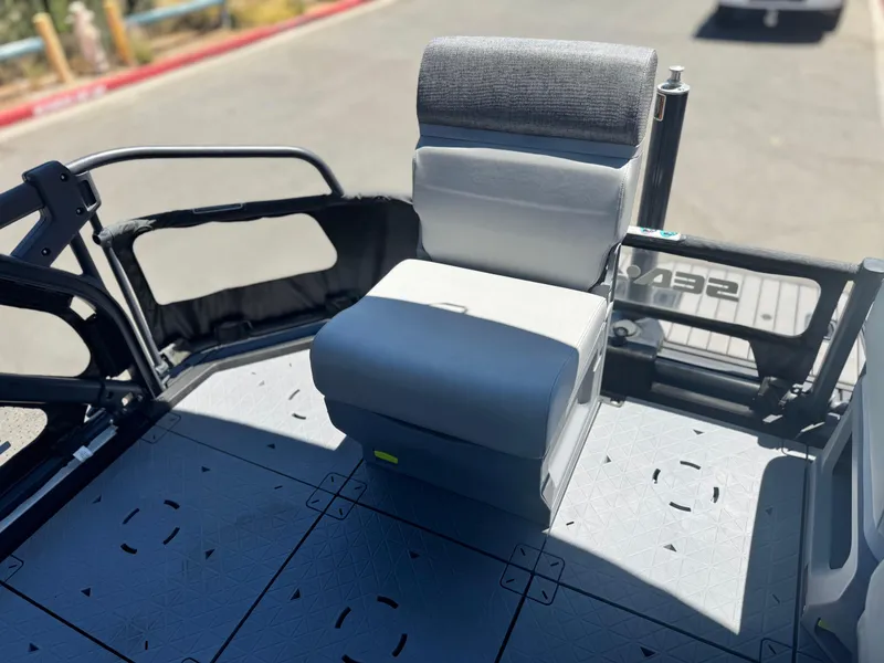 Slide: The Image of 2023 Sea-Doo Switch Cruise 21 seat on deck, showcasing modern design and comfort. - 18