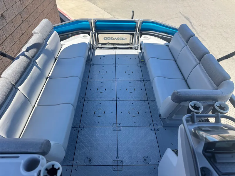 Slide: The Image of 2023 Sea-Doo Switch Cruise 21 interior with spacious seating and modern design. - 9