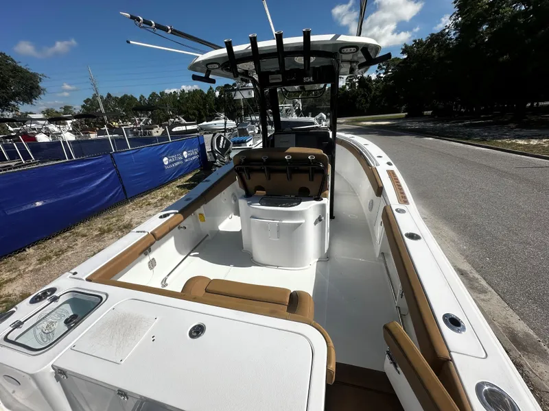 Slide: The Image of 2020 Sea Hunt Gamefish 27 Coffin Box boat with spacious deck and seating. - 5