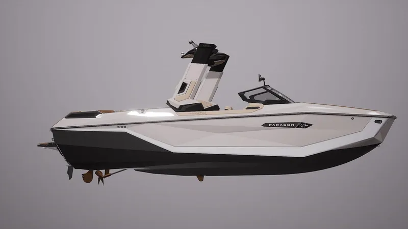 Slide: The Image of 2026 Nautique Super Air Nautique G25 Paragon boat, sleek design, side view. - 18