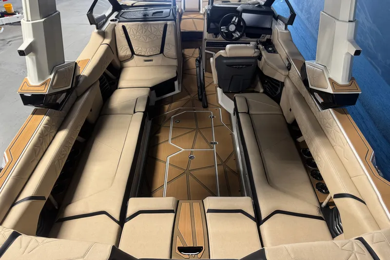Slide: The Image of 2026 Nautique Super Air Nautique G25 Paragon interior with luxurious seating and modern design. - 6