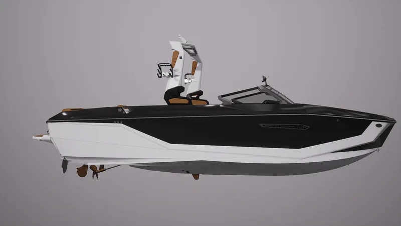 Slide: The Image of 2026 Nautique Super Air Nautique G25 emblem on sleek boat exterior. - 2