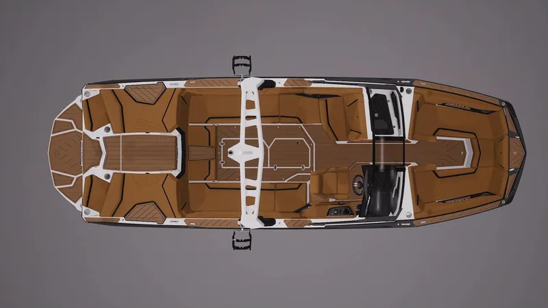 Slide: The Image of 2026 Nautique Super Air Nautique G25 boat on trailer, outdoor dealership setting. - 4