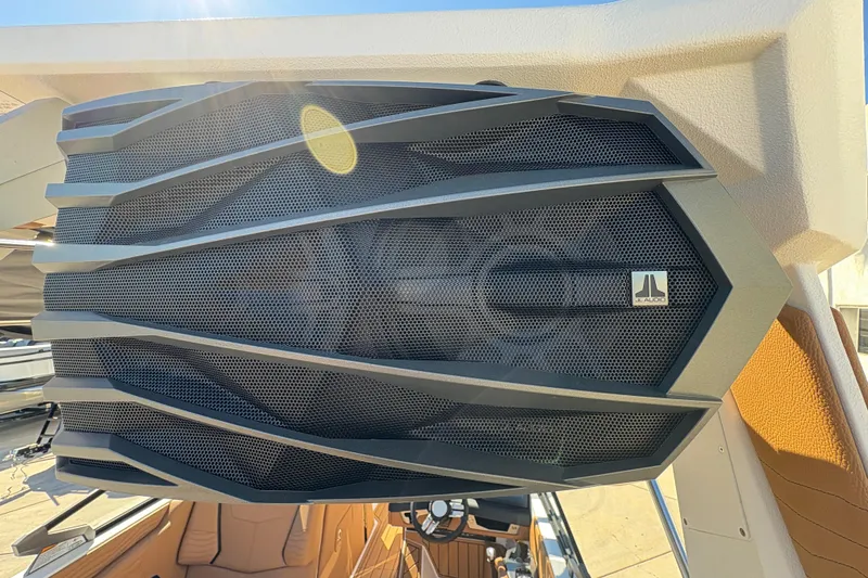 Slide: The Image of Close-up of 2026 Nautique Super Air Nautique G25 speaker with JL Audio branding. - 8