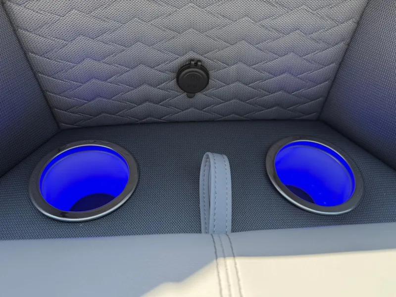 Slide: The Image of Interior of 2026 Bentley Pontoons Elite 253 Swingback with illuminated cup holders. - 10