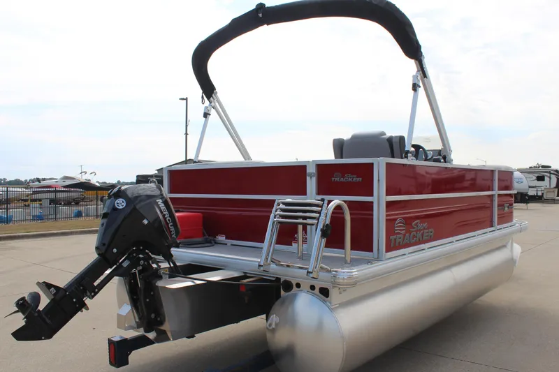 Slide: The Image of 2026 Sun Tracker Party Barge 16 DLX pontoon boat with Mercury outboard motor. - 5