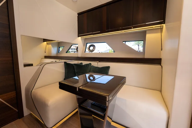 Slide: The Image of Luxurious interior of 2022 Sunseeker Predator 60 yacht with elegant seating and modern design. - 44