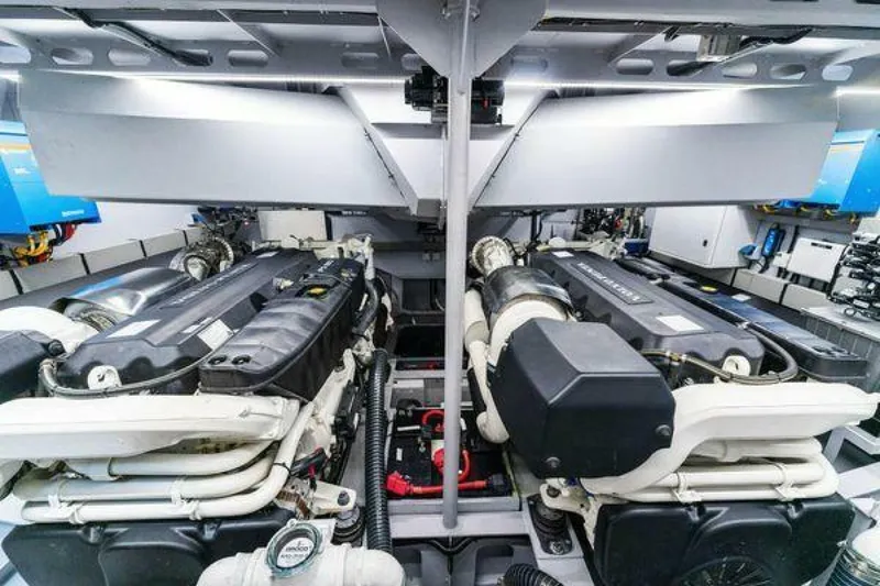 Slide: The Image of Engine room of 2021 Vanquish VQ58 yacht, showcasing dual powerful engines. - 37