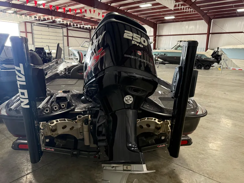 Slide: The Image of 2018 Bass Cat Eyra boat with Mercury 250 Pro XS engine in a showroom. - 7