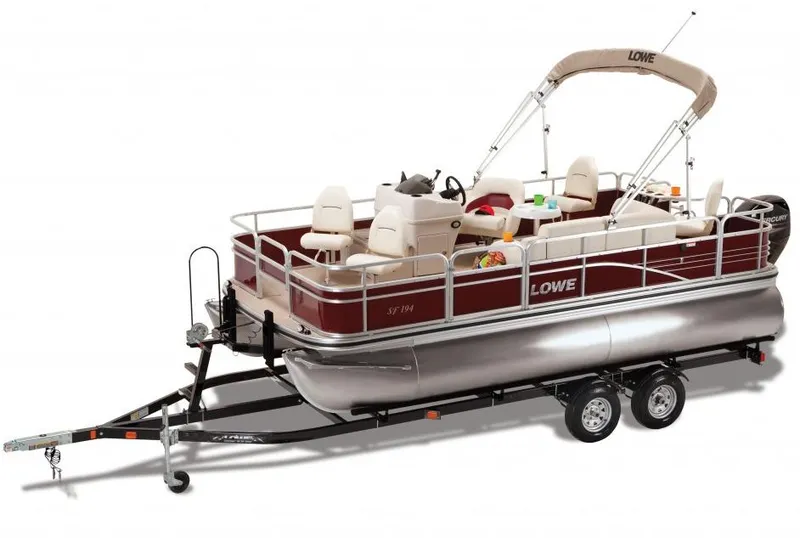 Slide: The Image of Manufacturer Provided Image: 2014 Lowe SF194 Sport Fish pontoon boat on a trailer. - 14