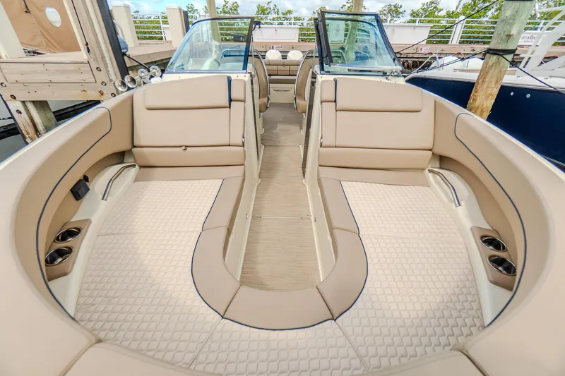 Slide: The Image of 2023 Chris-Craft Launch 31 GT interior with luxurious beige seating and modern design. - 29
