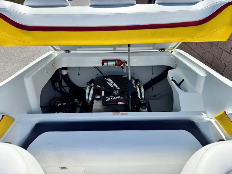 Slide: The Image of 2007 Baja 26 Outlaw boat engine compartment with MerCruiser 496 engine. - 13