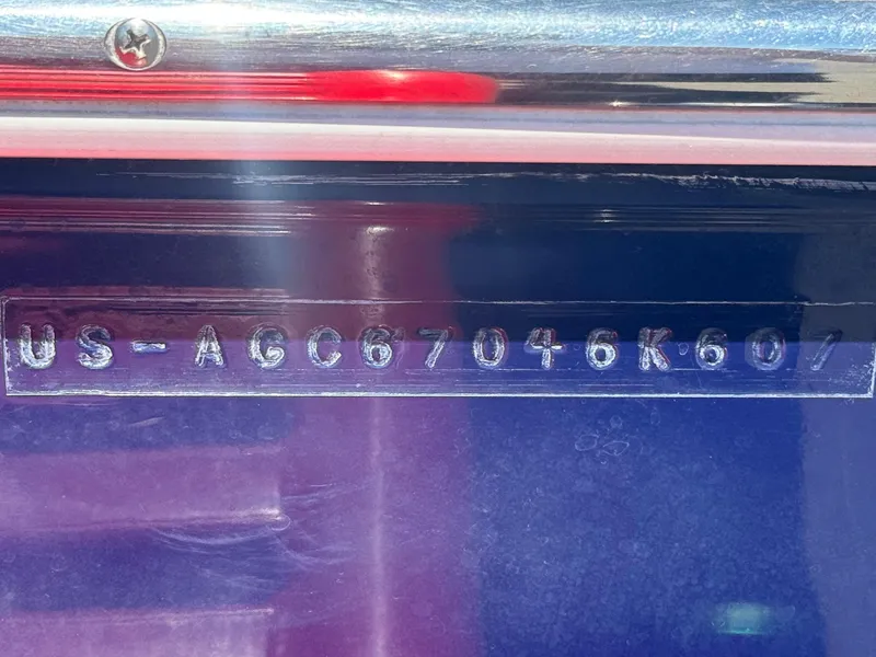 Slide: The Image of 2007 Baja 26 Outlaw boat hull identification number (HIN) close-up. - 27