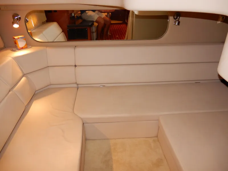 Slide: The Image of Interior of 2006 Regal Commodore 3760 IO with beige seating and ambient lighting. - 48