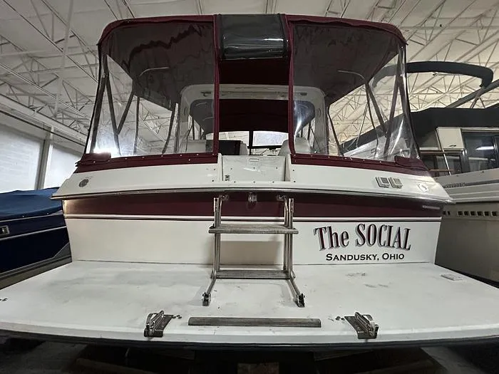 Slide: The Image of 1990 Carver 3257 Montego boat named "The Social" in Sandusky, Ohio warehouse. - 7