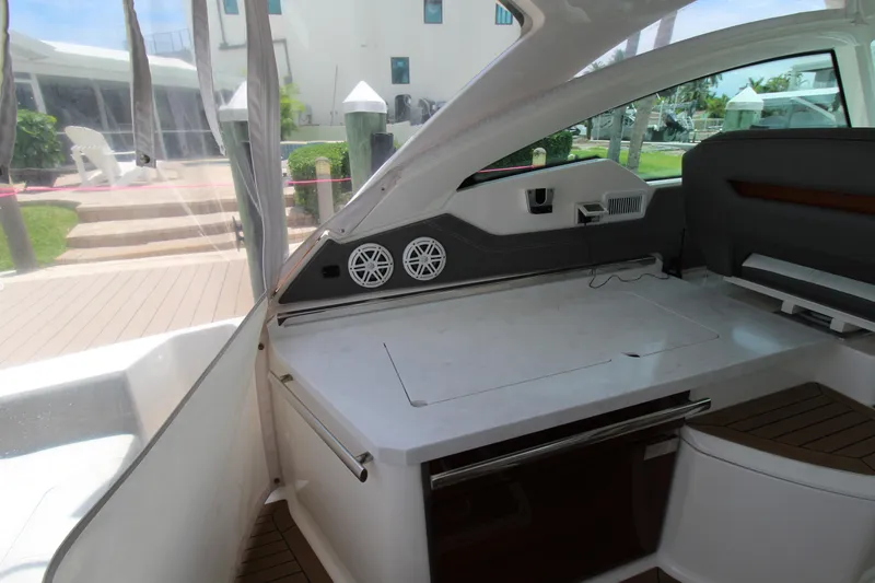 Slide: The Image of Interior of 2021 Tiara Yachts 38LX, featuring sleek design and modern amenities. - 21