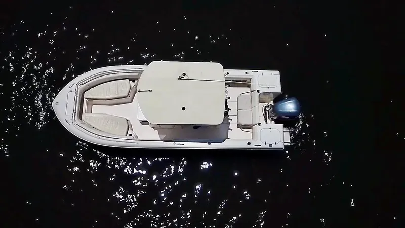 Slide: The Image of Overhead view of 2012 Grady-White Fisherman 230 boat on dark water. - 5