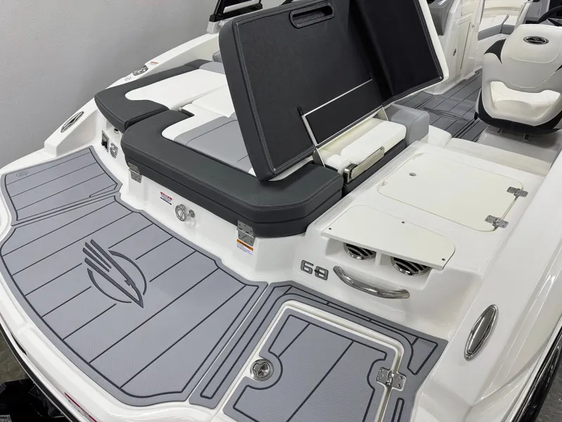Slide: The Image of 2025 Chaparral 21 SSi boat interior with sleek seating and modern design. - 4