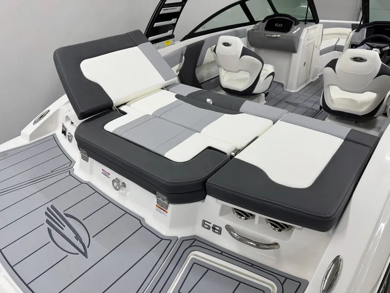 Slide: The Image of 2025 Chaparral 21 SSi boat interior with sleek seating and modern design. - 5