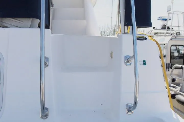 Slide: The Image of Staircase on 1997 Bayliner 4087 Aft Cabin Motoryacht with stainless steel railings. - 6