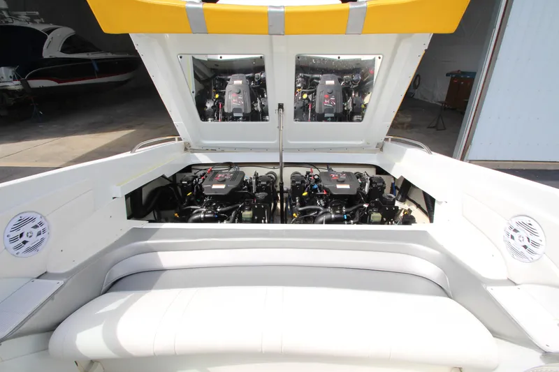 Slide: The Image of 2008 Formula 292 FASTech boat engine compartment with dual engines and open hatch. - 17