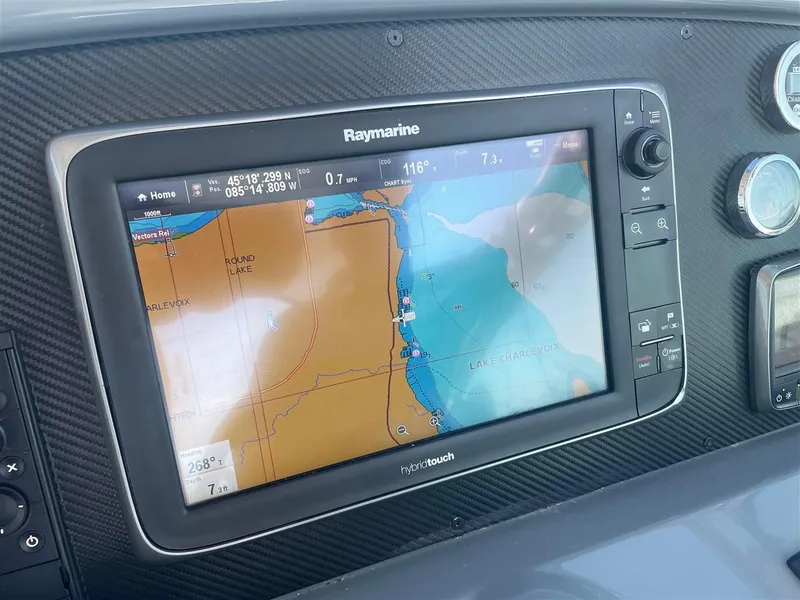 Slide: The Image of Raymarine navigation display on 2013 Formula 37 PC boat, showing Lake Charlevoix map. - 19
