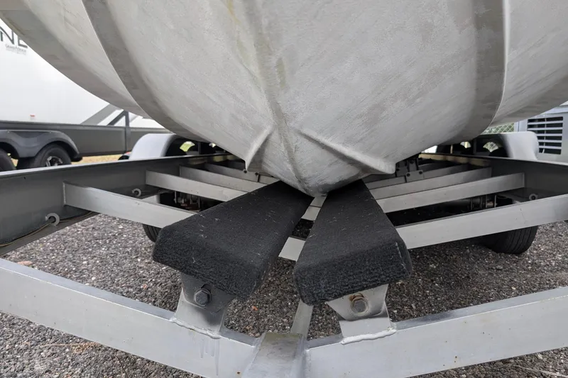 Slide: The Image of 2006 Formula 27 Performance Cruiser on a trailer, close-up of hull and supports. - 47