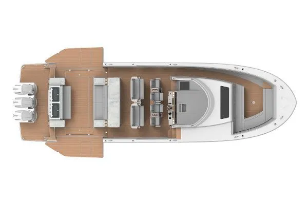 Slide: The Image of Top view of 2026 Regal 50 SAV luxury yacht layout with spacious deck. - 45