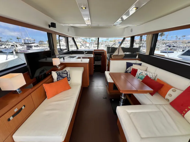 Slide: The Image of Luxurious interior of 2017 Jeanneau Velasco 43 yacht with elegant seating and decor. - 6