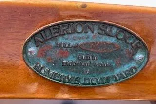Slide: The Image of Plaque on Alerion 26 sailboat, 1999, from Rumery's Boat Yard, Biddeford, Maine. - 23
