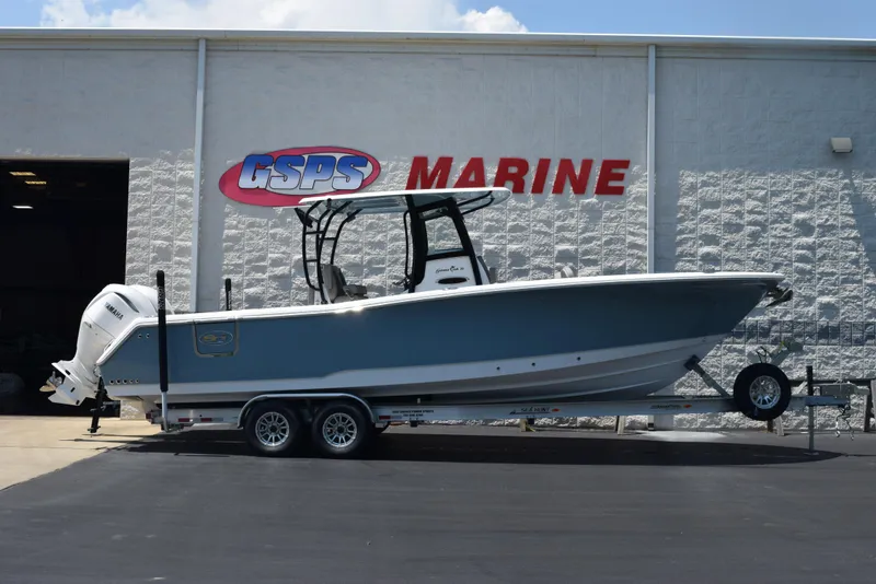 The Image of 2026 Sea Hunt Gamefish 30 boat on trailer at GSPS Marine dealership. - 1