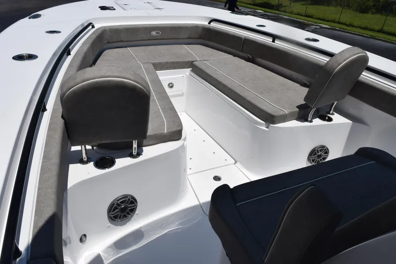 Slide: The Image of 2026 Sea Hunt Gamefish 30 Forward Seating, featuring spacious gray cushioned seats. - 12