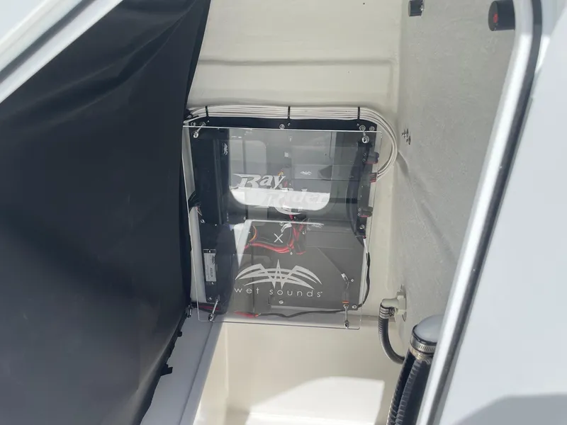 Slide: The Image of 2026 Bay Rider 269 Bay boat interior with Wet Sounds audio system installation. - 38