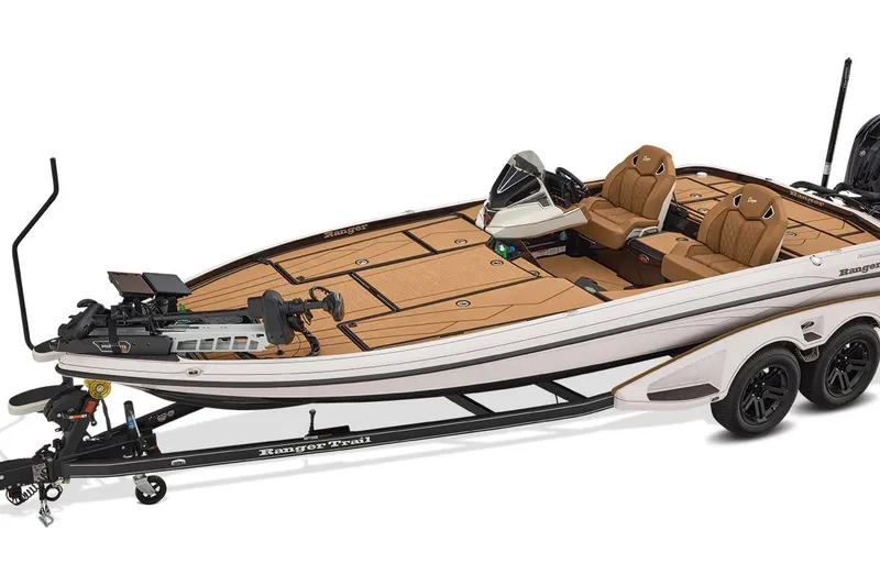 Slide: The Image of 2026 Ranger Z521R Ultra fishing boat with dual seats and advanced equipment. - 5