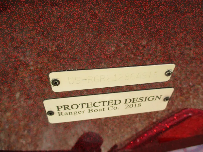 Slide: The Image of 2019 Ranger Z519L boat with protected design plates, red speckled finish. - 20