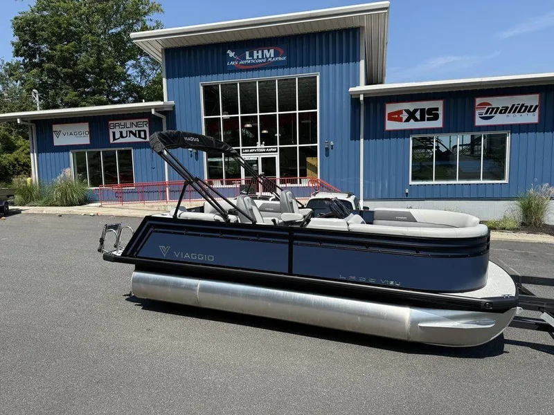 The Image of 2026 Viaggio V18U pontoon boat parked outside LHM Lake Hopatcong Marine. - 1