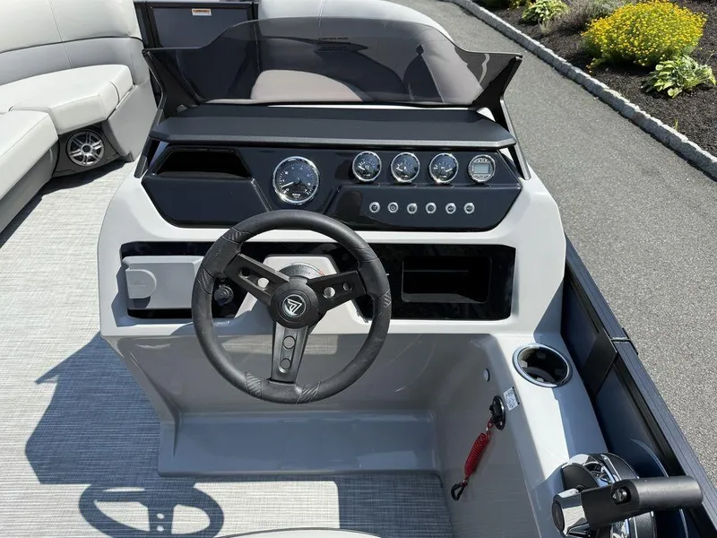 Slide: The Image of Steering console of 2026 Viaggio V18U boat with modern controls and dashboard. - 15