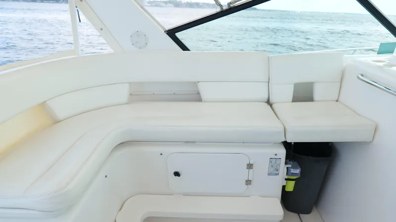Slide: The Image of 2000 Tiara Yachts 3700 Open interior seating with ocean view. - 23