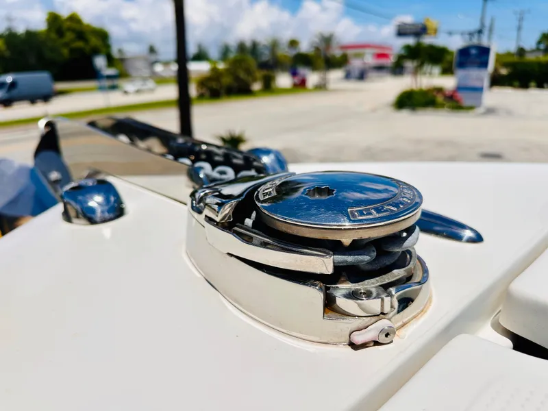 Slide: The Image of Close-up of a 2014 Sailfish 275 DC boat's anchor winch mechanism. - 21