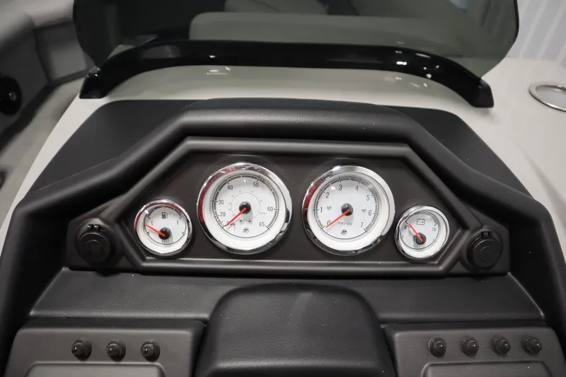 Slide: The Image of Dashboard of 2025 Bentley Pontoons 220 Cruise XL with gauges and controls. - 18