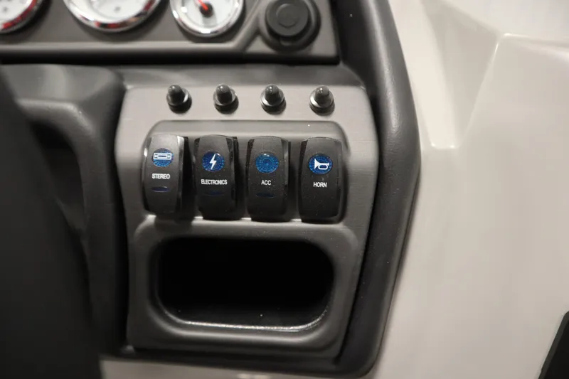 Slide: The Image of Control panel of 2025 Bentley Pontoons 220 Cruise XL with labeled switches. - 20