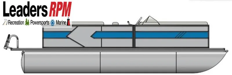 Slide: The Image of 2025 Bentley Pontoons 223 Bolt Tri-Toon boat illustration with Leaders RPM logo. - 40