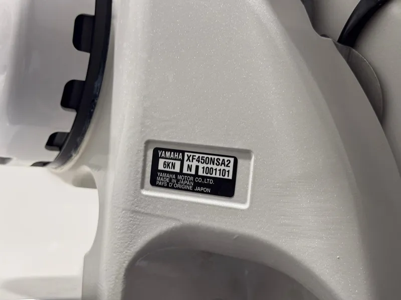 Slide: The Image of Close-up of Yamaha motor label on 2024 Contender 44 ST boat. - 7
